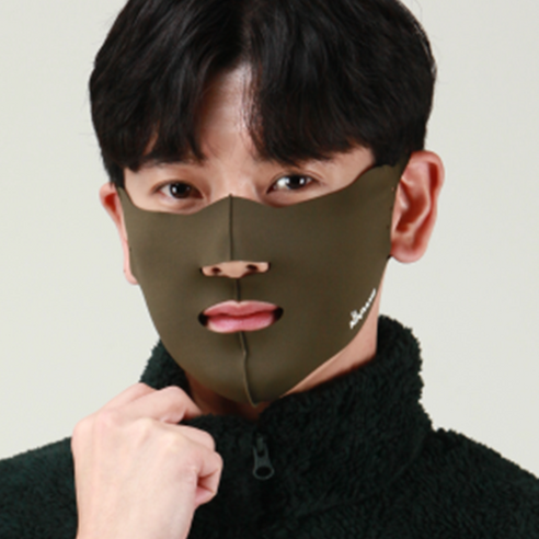 네이팡 스탠다드 노출 얼굴햇빛가리개 자외선 스포츠 운동 안면마스크 김서림방지, 카키