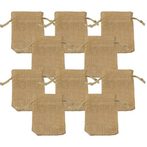 린넨 파우치 조리개형 더스트백 패브릭 주머니 광목면 끈주머니 7 x 9cm 10장 1세트, 베이지