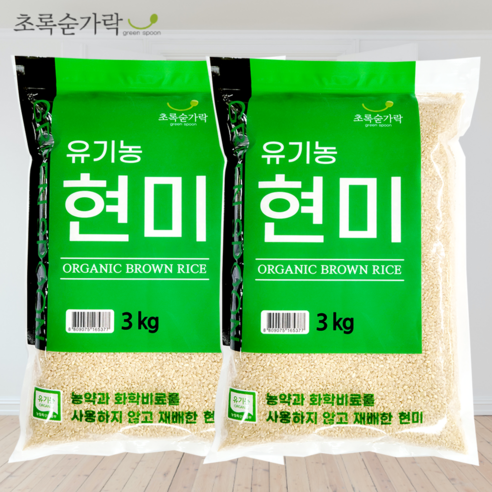 [초록숟가락] 유기농 현미 3KG*2EA 2023년 햇곡, 3kg, 2개