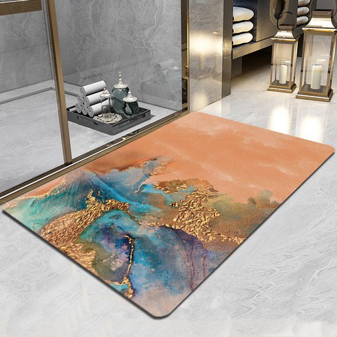 가벼운 고급 게으른 부드러운 규조류 진흙 대형 흡수성 욕실 화장실 문 미끄럼 방지 매트 화장실 빠른 건조 매트, 떠 다니는 빛 (원래 미끄럼 방지), 40 × 60cm (베스트 셀러)