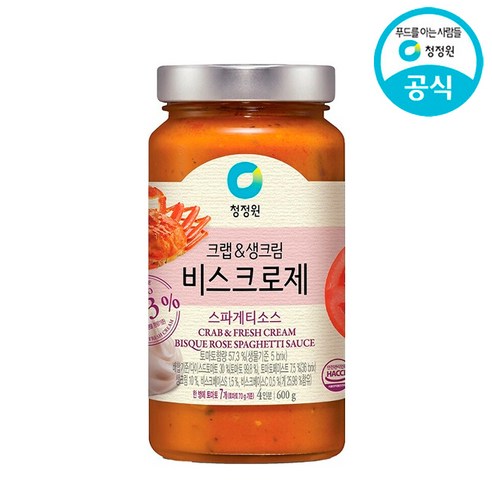 청정원 비스크 로제 스파게티소스 600g, 1개