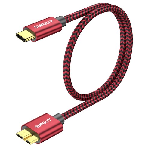 SUNGUY USB C타입 to 마이크로B 외장하드 케이블 10Gbps, 1개, 레드, 0.5m