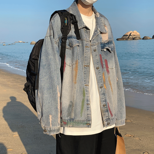 데님 재킷 남자 유행 브랜드 모든 경기 캐주얼 자켓 한국어 스타일 트렌디 자켓 Ins 봄과 가을 Ruffian 잘 생긴 Juanzi