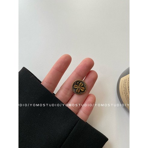 Xiaoxiang 레트로 스타일 메탈 네잎 클로버 버튼 트위드 여성용 재킷 카디건 스웨터 버튼, 17.5mm[5알], 1# [클로버 고동]