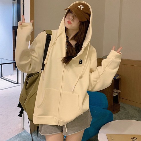 소소걸 비비 후드집업 여성 오버핏 후드집업 루즈핏