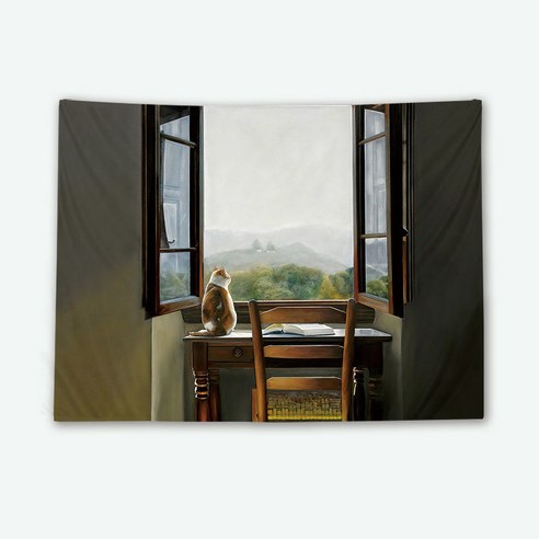 패브릭포스터 현관 거실 그림 R1721 벽면 장식화 창밖의 경치 분위기 장식품 큐티 침실 장식 그림, 색상 4