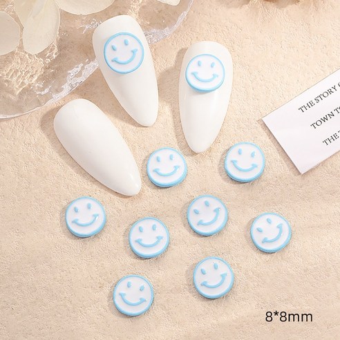 클래식네일 컬러 스마일폼 8x8mm 네일파츠 젤네일아트재료, 20개, 블루(2657)