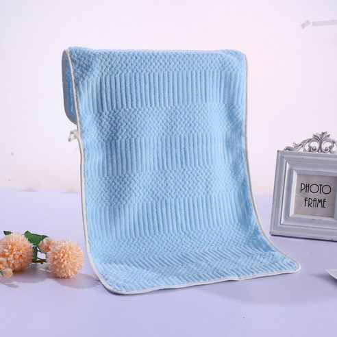 ZZJJC 코랄 타월 극세사 타월 드라이물수건, 75*35cm 【카드지], 길상격자 연청