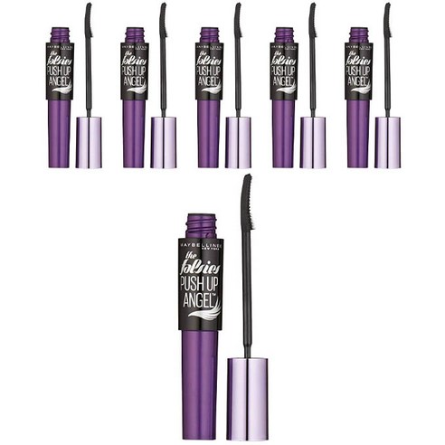 메이블린 더 폴시 푸쉬 업 앤젤 마스카라 9.8ml, Blackest Balck, 6개