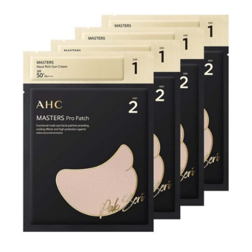  미녀들을 위한 최상의 피부 관리 제품 추천 스킨케어 AHC 마스터즈 프로 패치 8g + 선크림 SPF50+ PA++++ 1.5ml 4세트, 2세트
