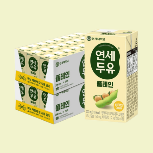 연세두유 플레인 고한한 두유 200ml x 48팩, 연세두유 플레인 200ml x 48팩