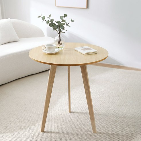 큰귀멍멍 간이 거실 쇼파 원형 테이블, 60*60*69.5cm, 원목색상