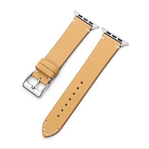 애플워치호환 1/2/3/4/5/6/7/SE 프리미엄 가죽 스트랩, 베이지, 42mm