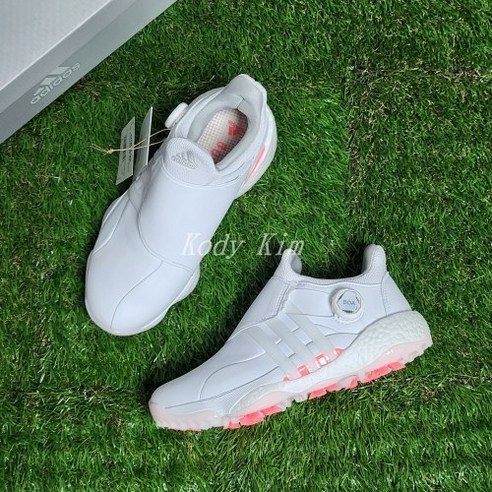 아디다스 국내매장정품 우먼스 여성 골프화 투어360 22 리사이클드 폴리에스테르 보아 화이트 핑크 GY5343