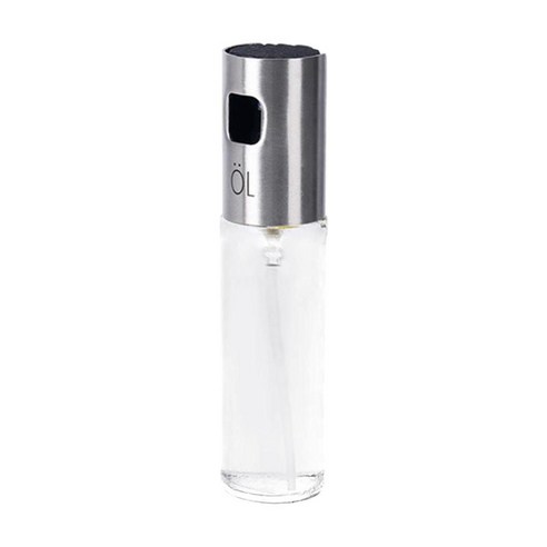 요리용 오일 분무기 - 주방용 100ml 올리브 오일 분무기 스테인레스 스틸 유리 오일 분무기 바베큐 샐러드, 17.5x4x4cm, 분명한