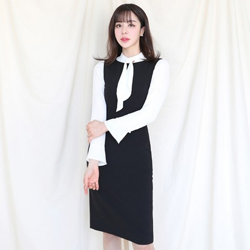 매력적인 아나운서 룩을 위한 민소매 정장 나시 스판 원피스