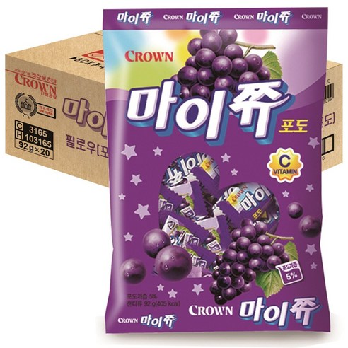 크라운 마이쮸 포도필로우 츄잉캔디, 92g, 20개