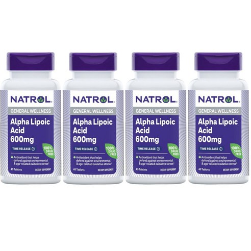 Natrol 미국직배송 나트롤 알파리포산 600mg 칼슘 100mg 45 타블렛 정품, 45정, 4개