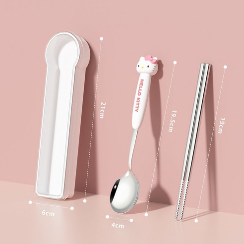 GOYES 산리오 어린이 수저세트 어린이 선물 쥬니어 아동 수저세트, 헬로키티, 1개