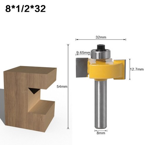 1PC 8MM 생크 밀링 커터 나무 조각 T-Sloting 라우터 비트 베어링 슬롯 T Rabbeting 목공 도구, 01 8MM