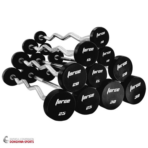 [동화스포츠] 포스 PU 고정식 바벨 일자바/컬바, 컬바, 1개, 25kg
