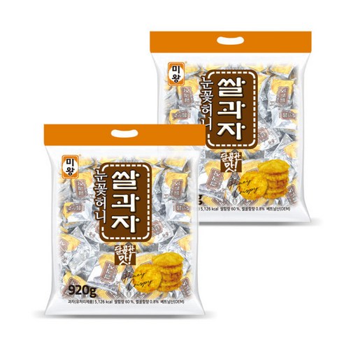 눈꽃허니 대용량 쌀과자(920g) X 2봉지/허니눈꽃/눈꽃쌀과자/판촉용/선물용/개별포장/서비스과자/크리스피, 920g, 2개