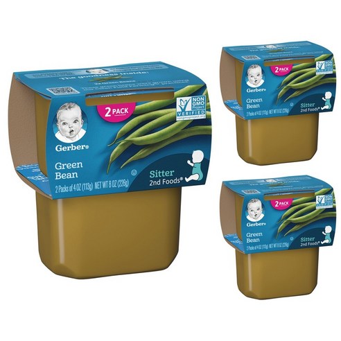 Gerber 2단계 어린이 식품 113g, 그린 빈(Green Beans), 226g, 3개