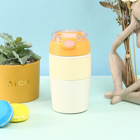 MIRTS 보온병 원터치 텀블러, 오렌지색, 300mL