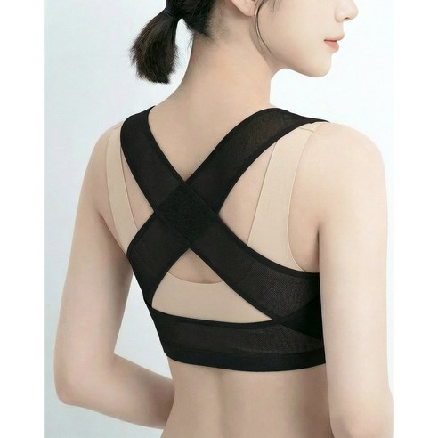 라이프롬 어깨 자세 교정밴드 라운드숄더 교정기 검정색 어깨펴져띠, 1개