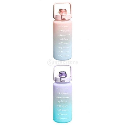 2 조각 물병 BPA 무료 68oz 2000ml W/스포츠 여행용 빨대, 여러 가지 빛깔의, 11x29cm, 플라스틱