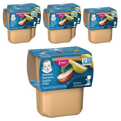거버 어린이 액상 식품 113g 2개입, 바나나 With 사과 & 배(Bananas With Apples & Pears), 226g, 6개