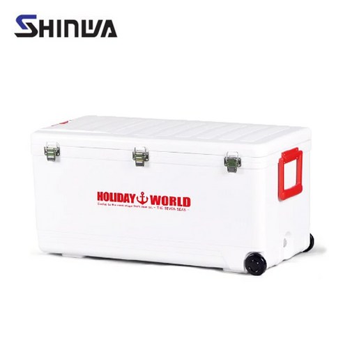 SHINWA 홀리데이 아이스 박스 + 스티커 세트, 화이트, 33L