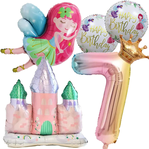 파파 파티 생일파티 숫자 풍선 세트, 1세트, 성 + 요정 7