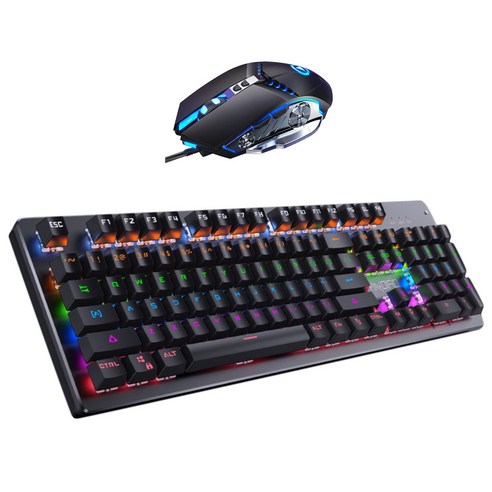 키보드 마우스 콤보 키 보드 키보드 빨간색 백라이트 게임 teclado 게이머 컴퓨터 pc PC 게임용 키보드 게임용, 파란색 스위치 설정, 정규병, 플라스틱