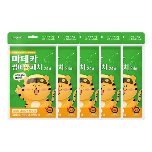 동국제약 썸머패치 여름 야외활동 필수템 유아 썸머패치 천연 아로마 오일사용 마데카 썸머 향 패치 24매, 5개