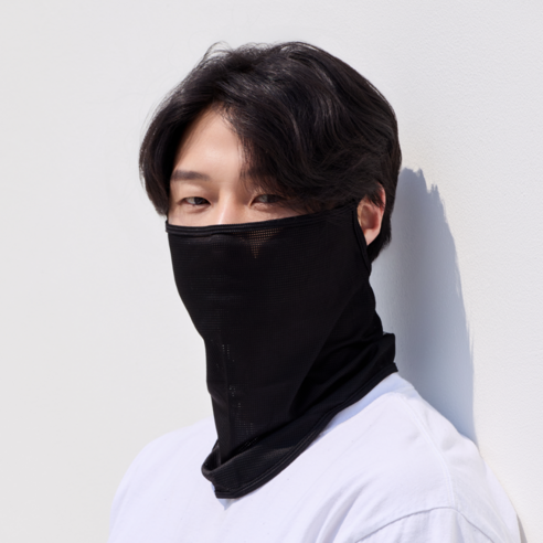 비안 숨쉬기 편한 햇빛가리개 귀걸이 쿨 마스크, 블랙, 1개