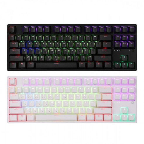 hacker 이중사출 RGB 텐키리스 무접점 게이밍 키보드 45g, 블랙, KN01