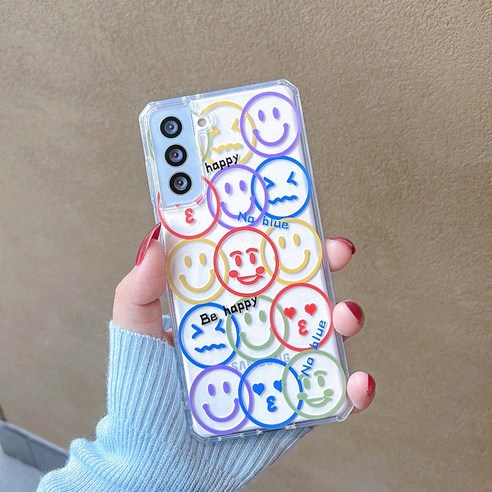 웃는 얼굴 삼성s21ultra 핸드폰 케이스 투명s20 귀여운 표정s20fe 가방 넘어짐 방지 note20ultra 패션 ins 적용s10+간필화s20plus소녀s21 소프트 케이