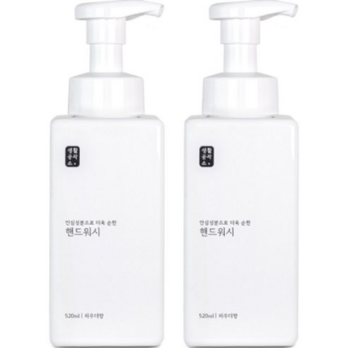 생활공작소 핸드워시 솝 용기 파우더향, 2개, 520ml