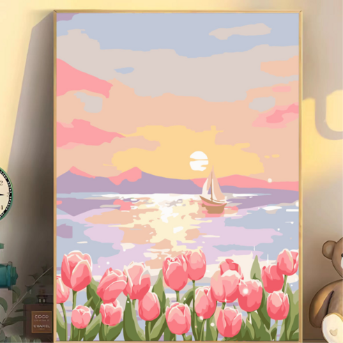하이퍼리 명화그리기 그림그리기 DIY 세트 40 x 50 cm, 일몰튤립DIY, 1개