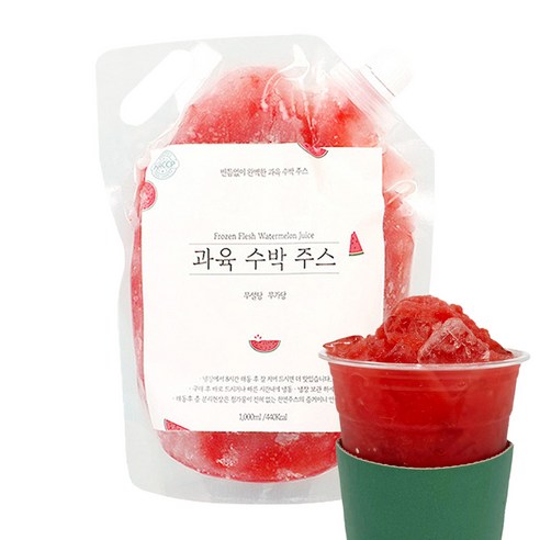 더 신선한 과육 수박주스 1kg 수박착즙 냉동 땡모반 수박쥬스, 6개, 1L