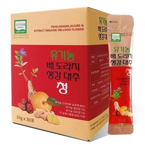 유기농 배 도라지 생강 대추 청 스틱, 300g, 1개