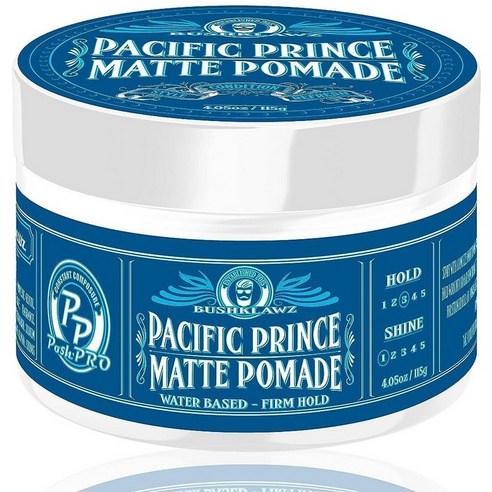 BushKlawz Urban Prince Hair 포마드 워터 베이스 펌 스트롱 홀드 이지 워시 아웃 젤 타입 타이트 남성용 링 제품 이발소 승인 115g 4.05oz, 4.06온스(1팩)_퍼시픽 프린스 매트, 1개