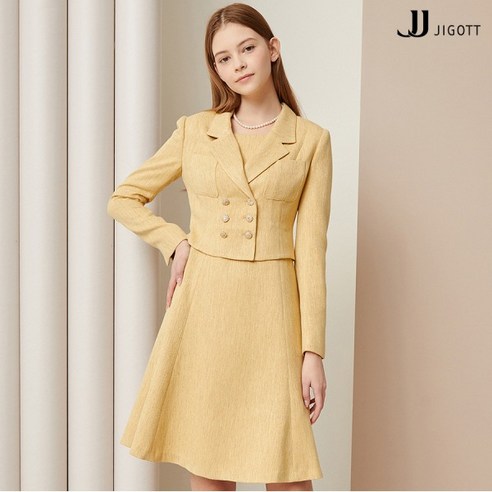 JJ지고트 메탈 더블 버튼 플레어 원피스 GMAM0OP91