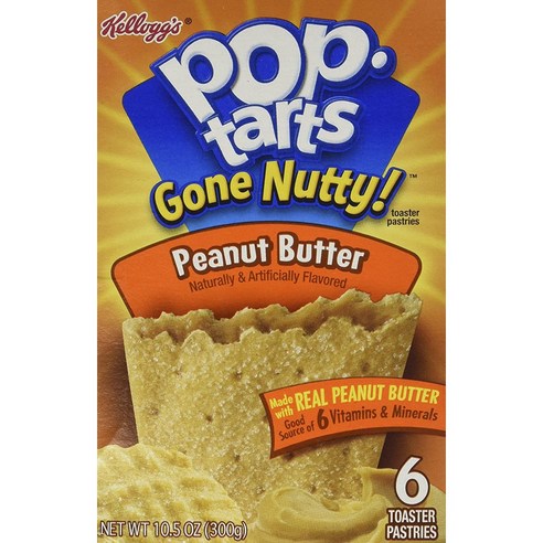 켈로그 팝 타르트 토스터 패이스트리, 300g, 건 너티 피넛 버터 (Gone Nutty Peanut Butter)
