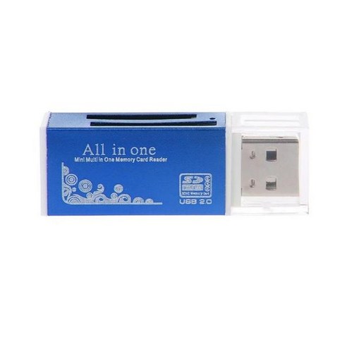 카드리더기 고속 USB 멀티 인 1 메모리 카드 리더 SD/SDHC MMC TF MS 용, 02 파란