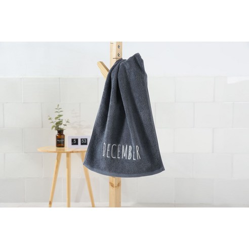 순면 목욕수건 자수 월 창의 대목욕수건박스 포장, 회색 December(12월), 75*35cm