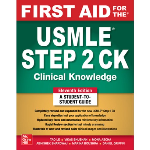 (영문도서) First Aid for the USMLE Step 2 Ck Eleventh Edition Paperback, McGraw Hill / Medical, English, 9781264855100