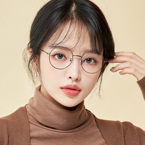 멜라크메 FDA 인증 동글이 라운드 자외선 블루라이트 차단 안경 브라운 안경테