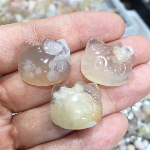 천연 체리 사쿠라 마노 고양이 크리스탈 명상 에너지 미네랄 힐링 스톤 보석 홈 인테리어 1 피스 - 수석 | 쿠팡